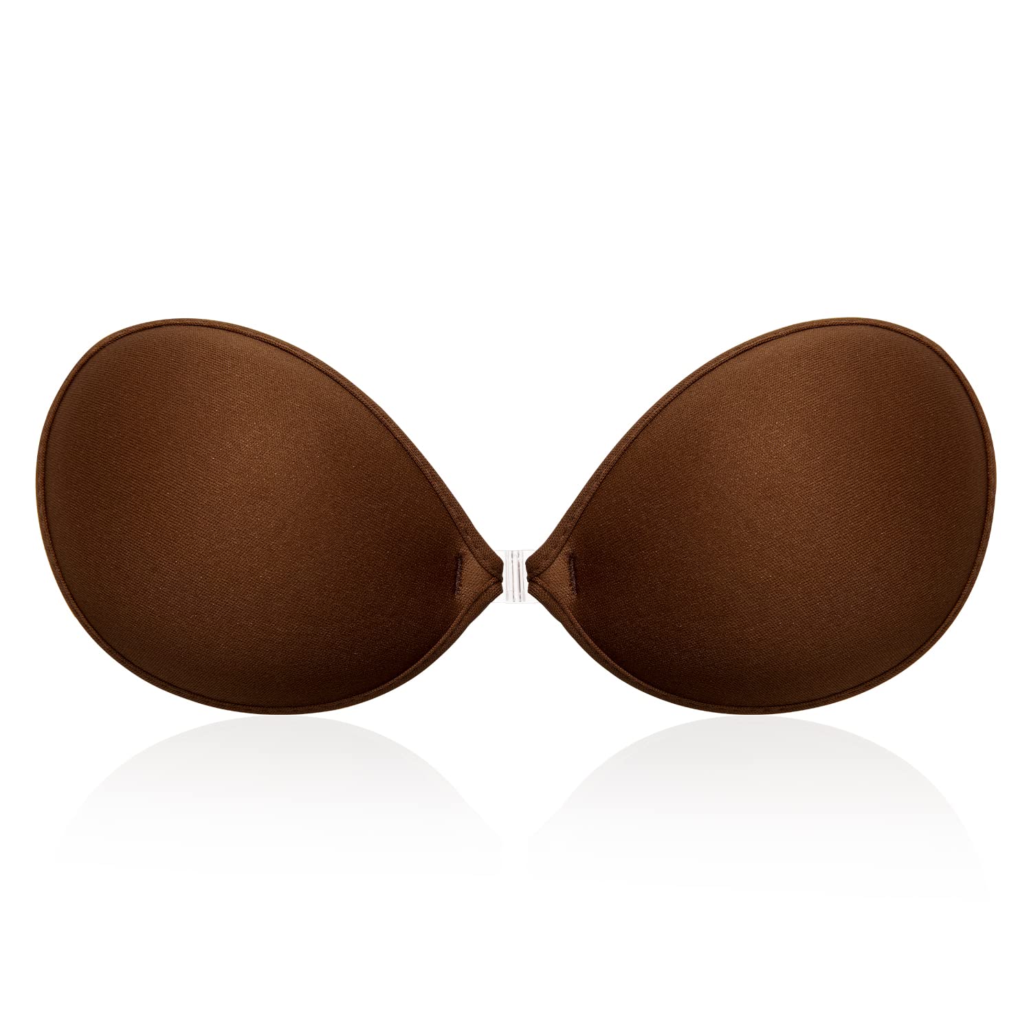 Photo 1 of Wingslove Adhesive Bra Reusable Strapless Self Silicone Push-up Invisible Sticky Bras for Backless Dress (Coffee,D)