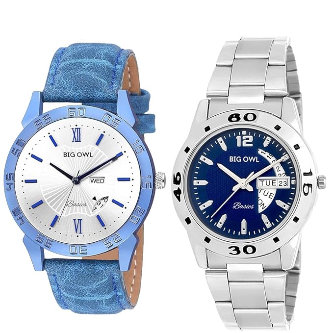 Bigowl Combo of 2 Analogue Wrist Watch for Men and Women WOMEN-03-MEN-10