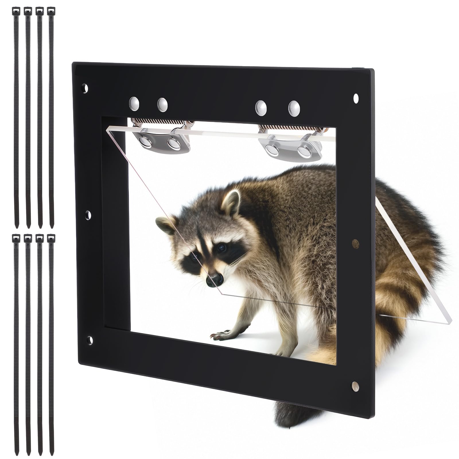 Photo 1 of Raccoon One Way Eviction Door with 8 Tie Tapes,10.4inch Inimitable Outside Live Trap Raccoon Repellent,Easy to Install,Dog Proof Eviction Possum Trap for Attics Home Farms