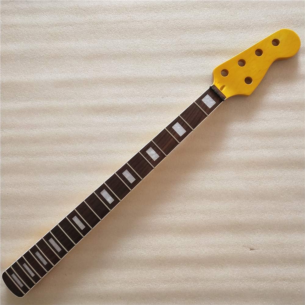Yellow Gloss Maple Bass Guitar Neck 21 frets 5 string for Electric Bass style part rosewood fingerboard Pearl block inlay