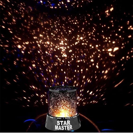 SKYFUN (LABEL) Plastic Starry Light LED Star Master Mini Projector Lamp for Kids Room Decor, Black, Standard Size