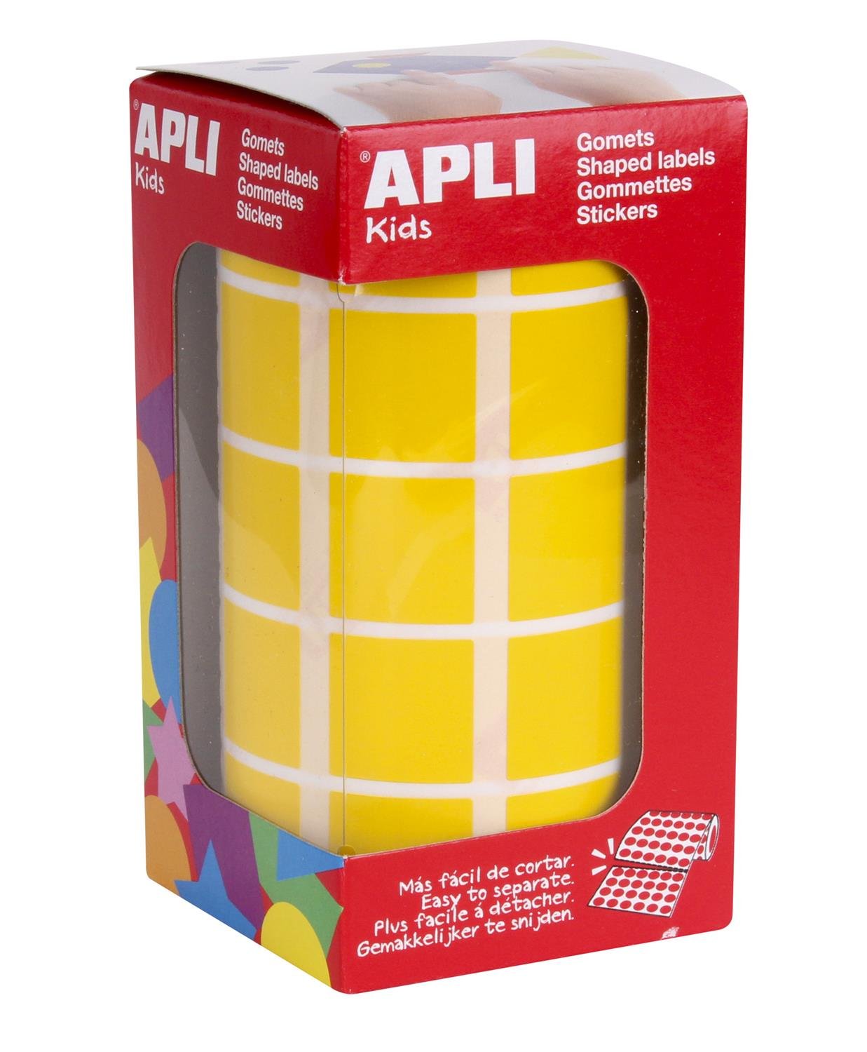 APLI 4875 Roll of Stickers Square 20 mm Yellow — image 1