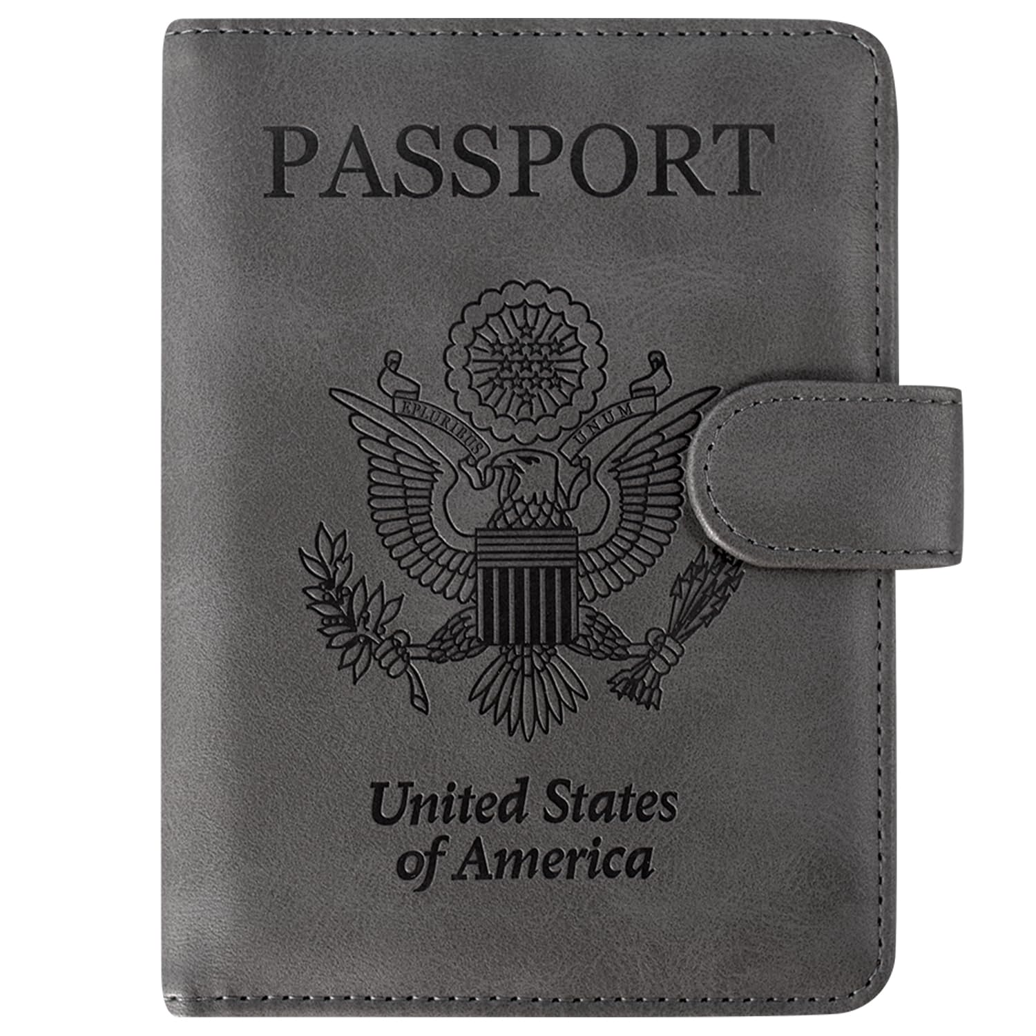 ACdream Passport and Vaccine Card Holder Combo, Cover Case with CDC Vaccination Card Slot, Leather Travel Documents Organizer Protector, with RFID Blocking, for Women and Men - Grey