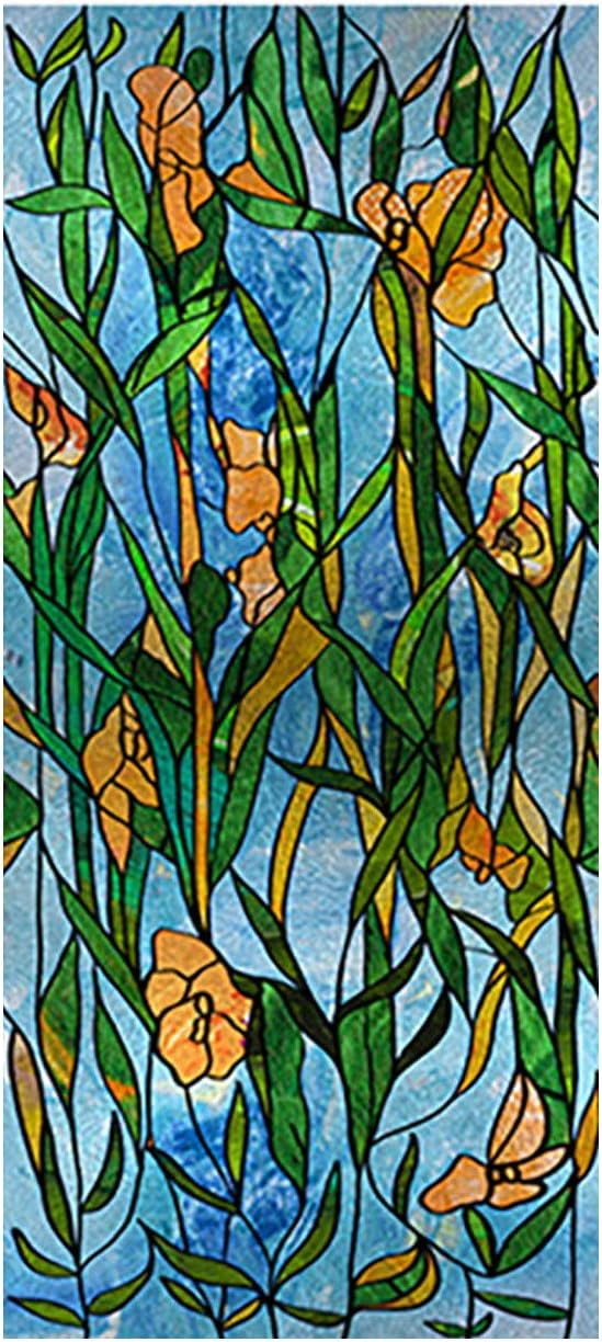 Glue Free 3D Rainbow Window Film Colorful Easy to Install On Flat Decorative Window Films Non-Adhesive Frosted Glass Sticker Heat Control Anti UV Protective Cover for Home Decor