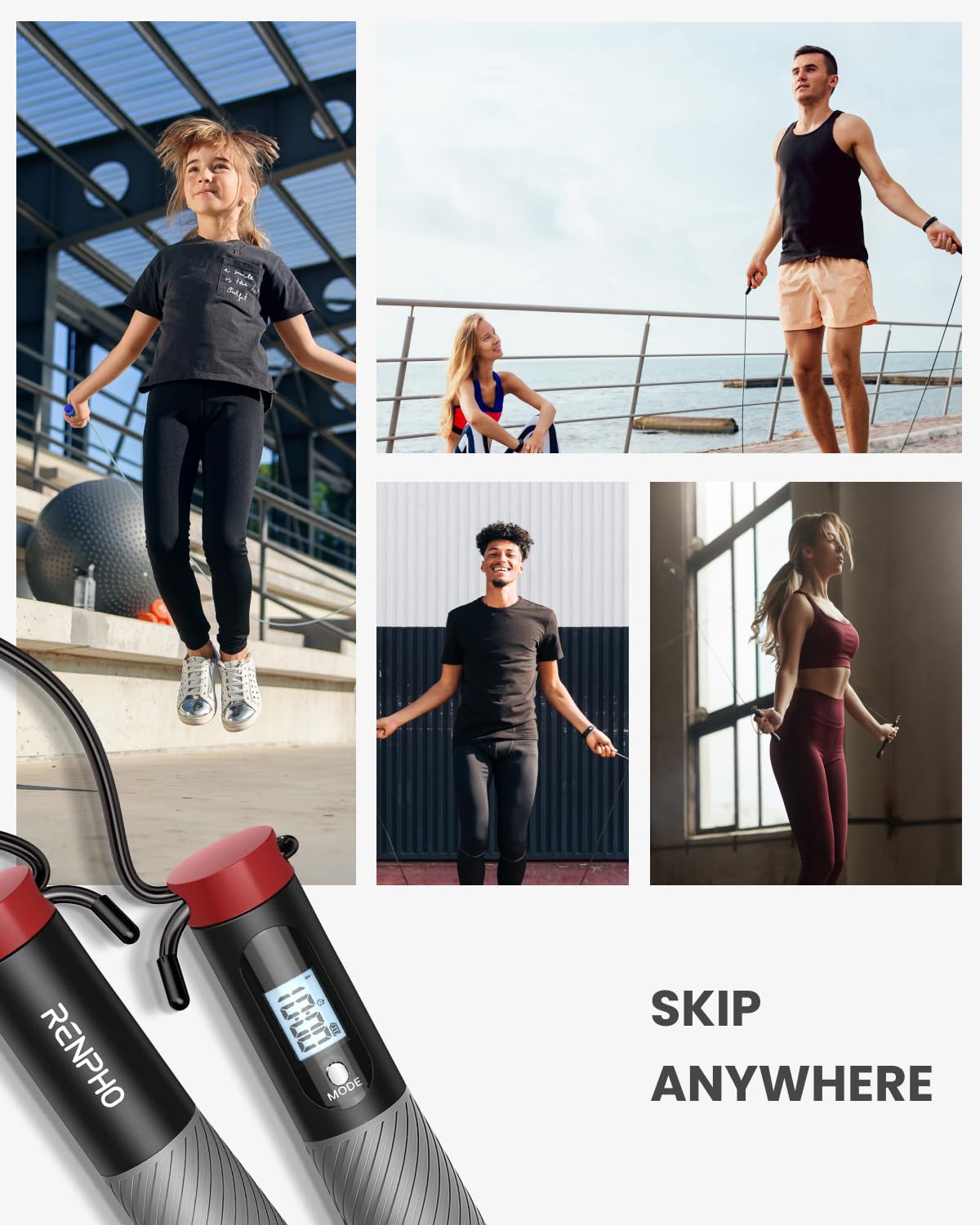 RENPHO Springseil mit Zähler, intelligentes gewichtetes Springseil für Training Fitnessübungen, verstellbares Sprungseil für Anfänger und Profis, Jump Rope mit APP-Datenanalyse, Kalorienverbrennung 9