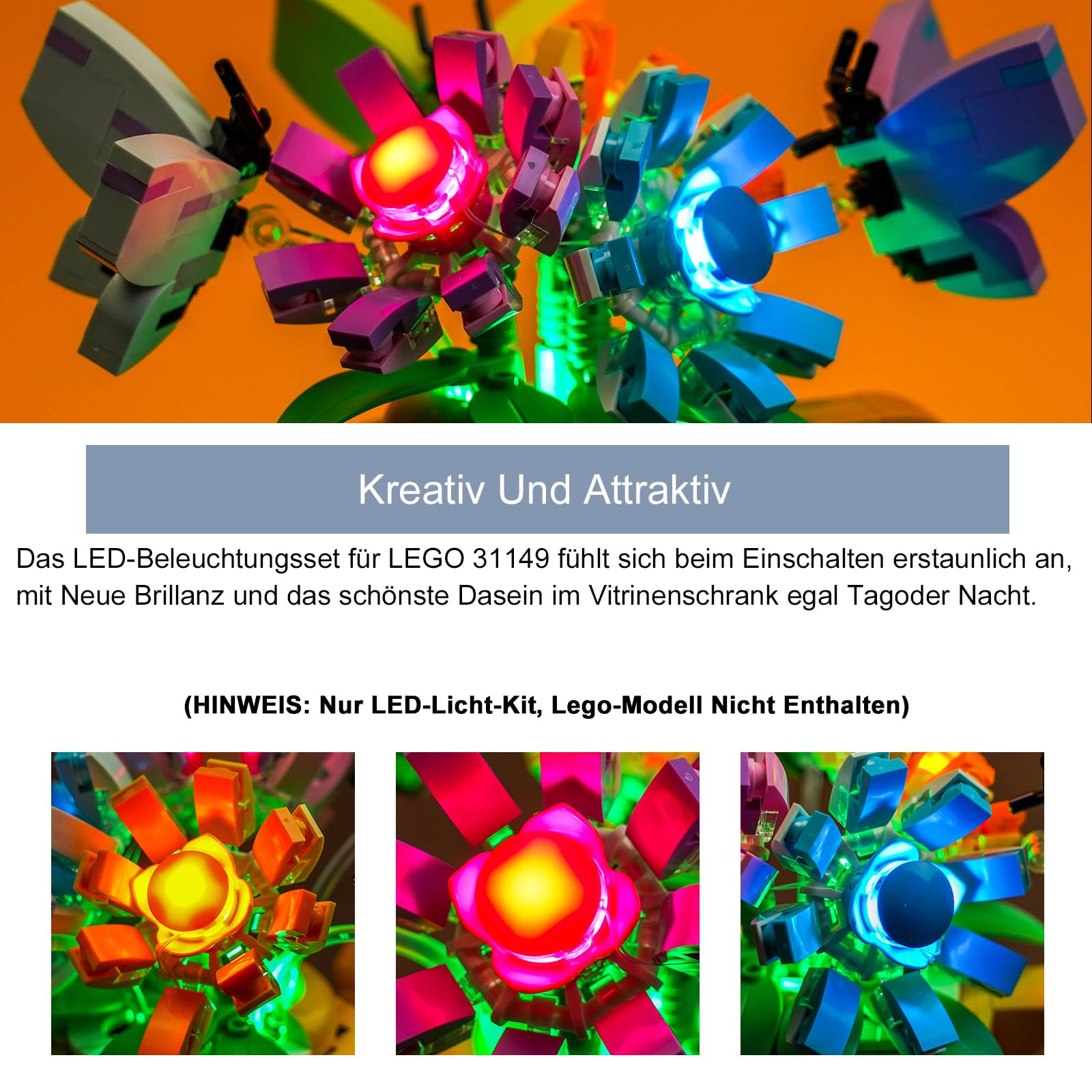 Led Licht Set für Lego Flowers in Watering Can 31149 (Kein Lego), Dekorationsbeleuchtungsset für Lego Flowers in Watering Can Kreative Spielzeug 3