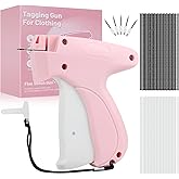 Sewing Gun，Clothing Label Gun, 4000 Fasteners (2000 White + 2000 Black) Clothing Label Gun, 6 Needles, Quick-Stitch Cloth Fixer，Pink,Garment Repair Tool