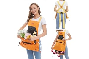 Raisingwell Gardening Apron with Pockets for Women, Adjustable, Washable, Garden Harvest Pouch with Quick Release Pockets