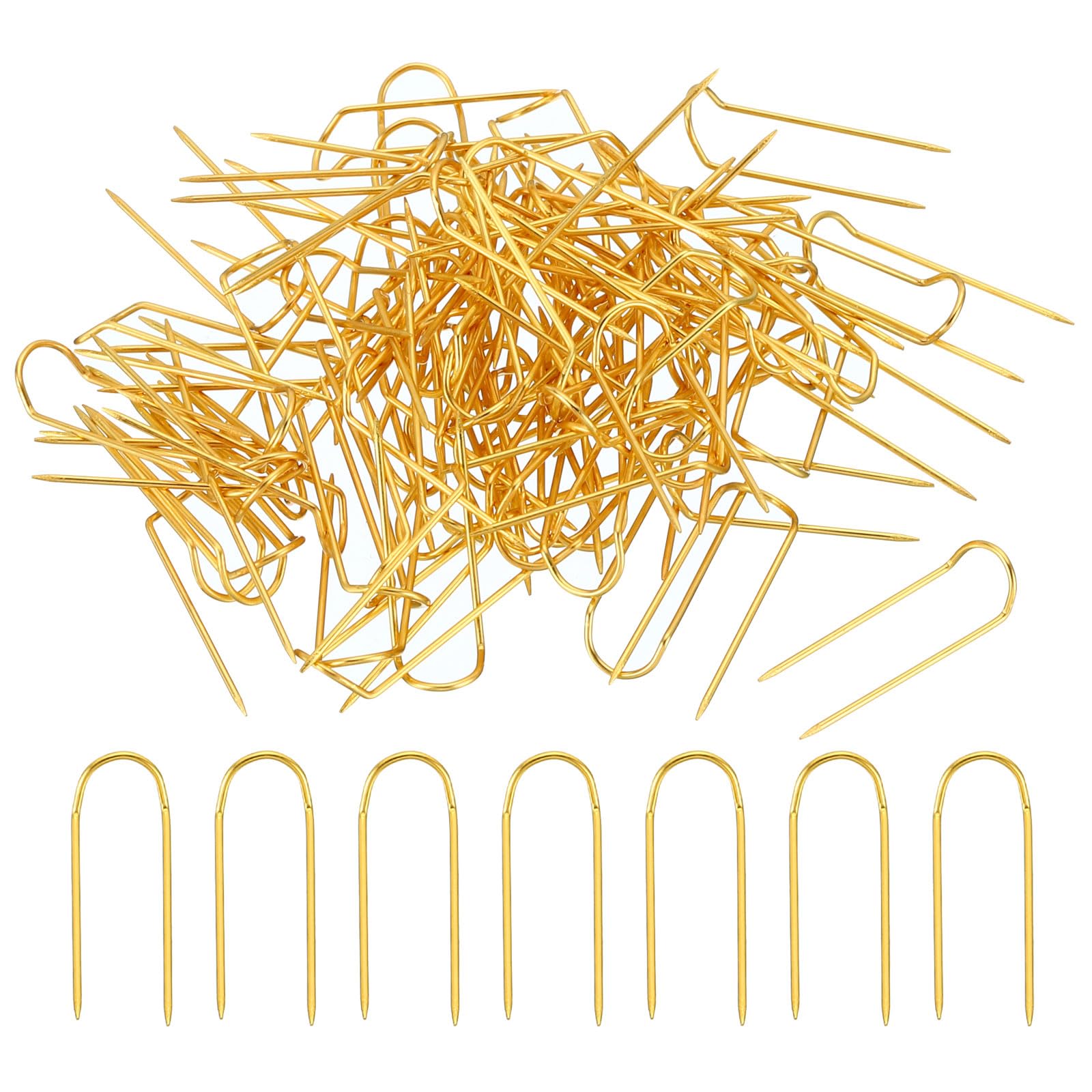 PATIKIL Fork Pins, 100 Pcs Stainless Steel Sewing U-Pins 0.9" Double Blocking Pin for Sewing Jewelry Fabric Craft DIY, Golden
