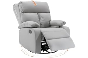 hzlagm Rocking Recliner Chair, Swivel Rocker Recliner, Glider Small Rocker Recliners for Small Spaces, Living Room, Bedroom, Nursery, RV, Grey