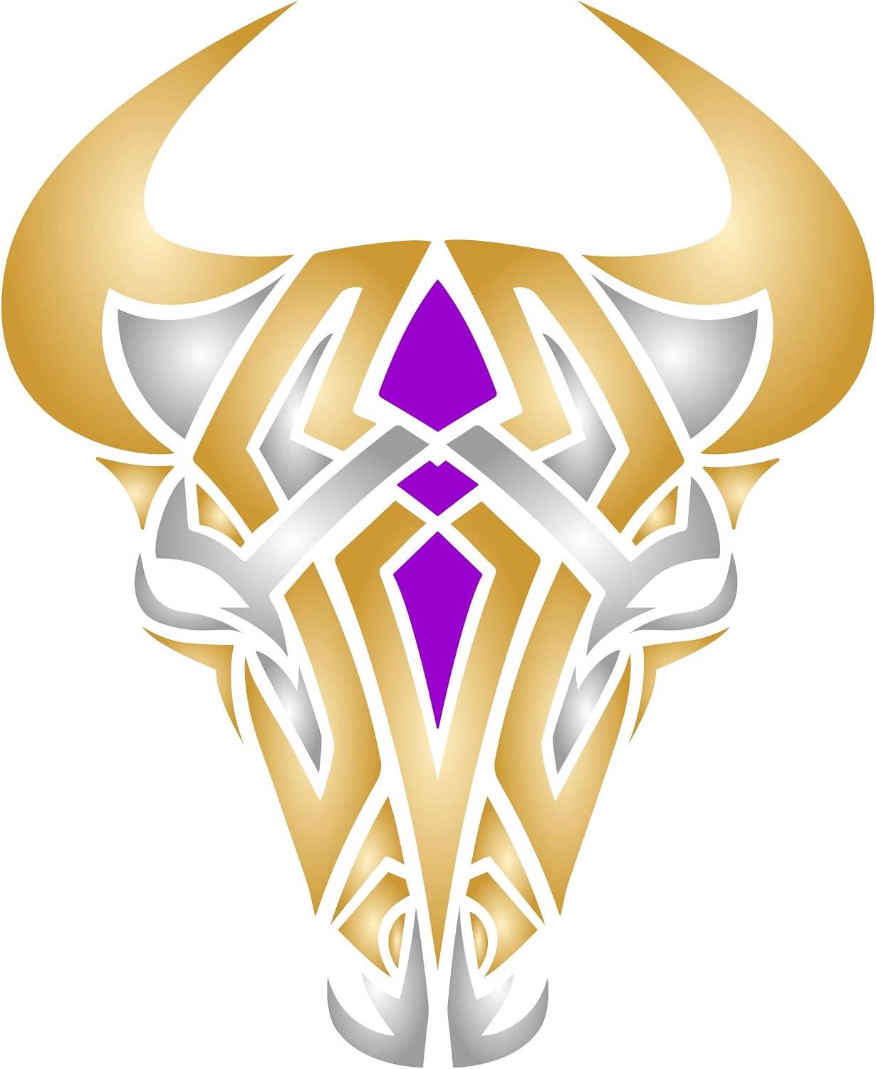 Tribal Bull Stencil, 21.5 x 26.5 cm, Reusable Cow Tattoo Bull Head Skull Wall Stencil Template - Image 3