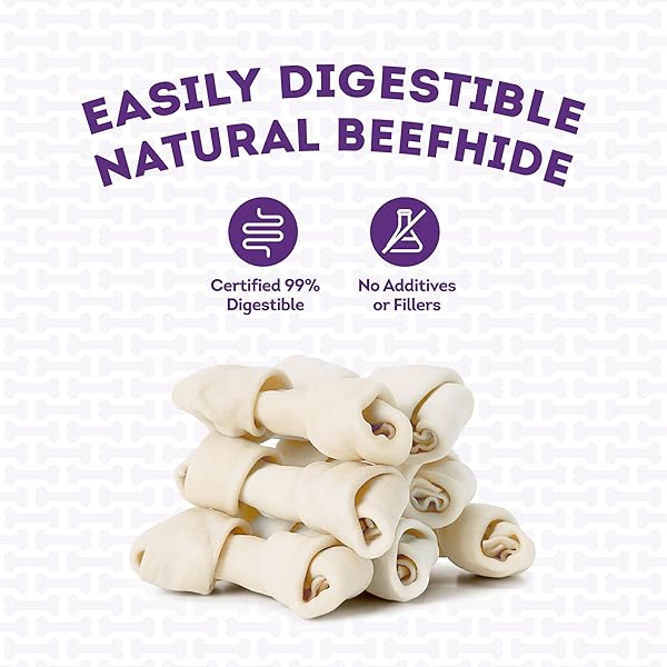 TREATLY USA BEEFHIDE BONES 5-6″ DOG CHEW TREATS – CHICKEN FLAVOR, 7 COUNT/1 PACK