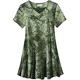 LARACE Plus Size Tops for Womens T Shirts Button Down Summer Clothes Short Sleeve Tunics Casual V Neck Blouses