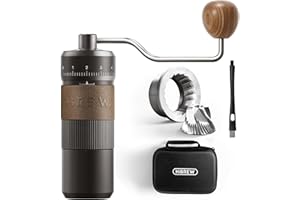 HiBREW G4B Manual Coffee Grinder with External Adjustable Dial - Aluminum Conical Burr Mill, Numerical Settings & Travel Case, Coarse to Fine Grind for Espresso Pour Over Moka Pots. 22g Capacity