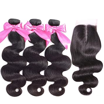 Amazon Com Body Wave Human Hair Bundles With Closure Peony Red