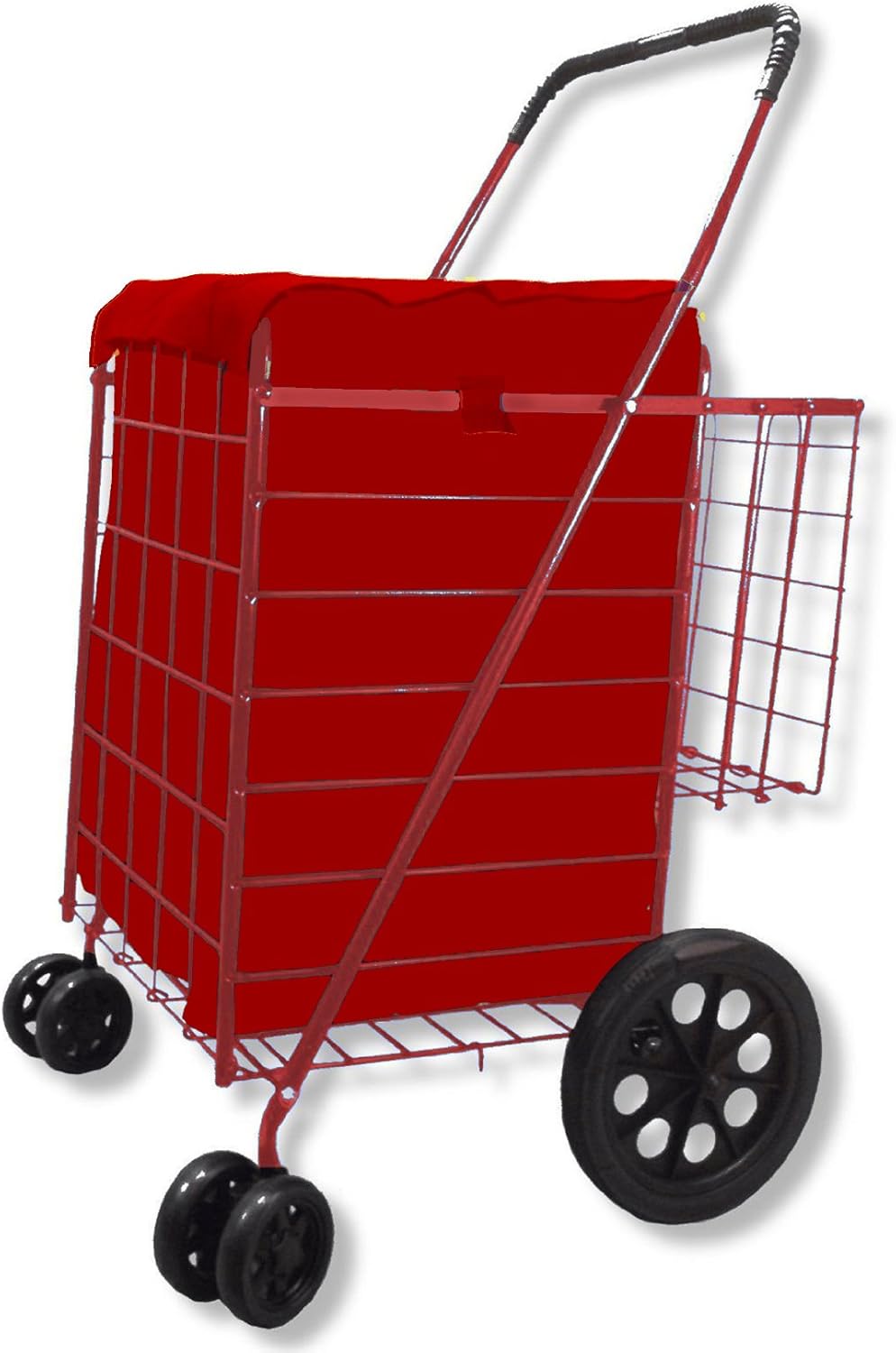 LavoHome Folding Shopping Cart Double Basket Swivel Wheel