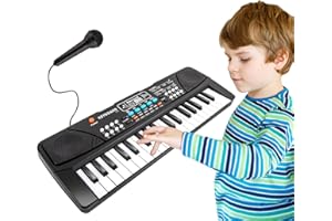 M SANMERSEN Kids Piano Keyboard, Piano for Kids with Microphone Portable Electronic Keyboards for Beginners 37 Keys Musical Toy for 3/4/5/6 Year Old Girls Boys
