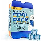 Healthy Packers Ice Packs for Lunch Boxes & Coolers - Original Cool Pack | Slim & Long-Lasting Reusable Ice Pack for Lunch Bags | Freezer Packs for Coolers (Set of 4)