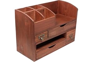 Executive Office Solutions Adjustable Wooden Desk Organizer For Desktop, Tabletop, Office or Counter – Wood Storage Shelf Rack For Office Supplies, Desk Accessories, or Mail – Cherry