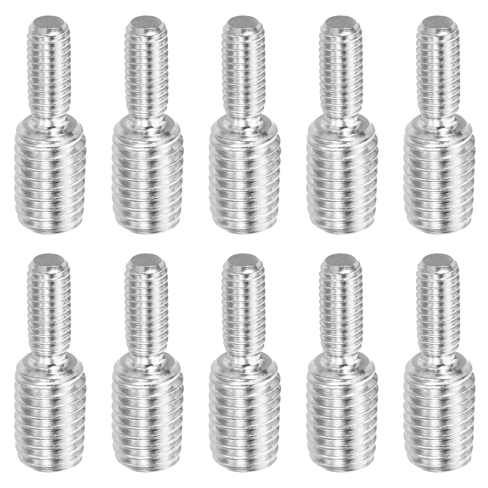 PATIKIL M6x15mm to M10x15mm Double End Threaded Stud Screw Bolt, 10 Pack 304 Stainless Steel Rod Bolts Thread Reducer Adapter for Furniture Fastener, Hardware Connectors