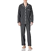 JSTEX Fannel Pajamas for Men 100% Cotton Pajama Set Long Sleeve Button Down Men's Sleepwear Soft Mens Pjs Set