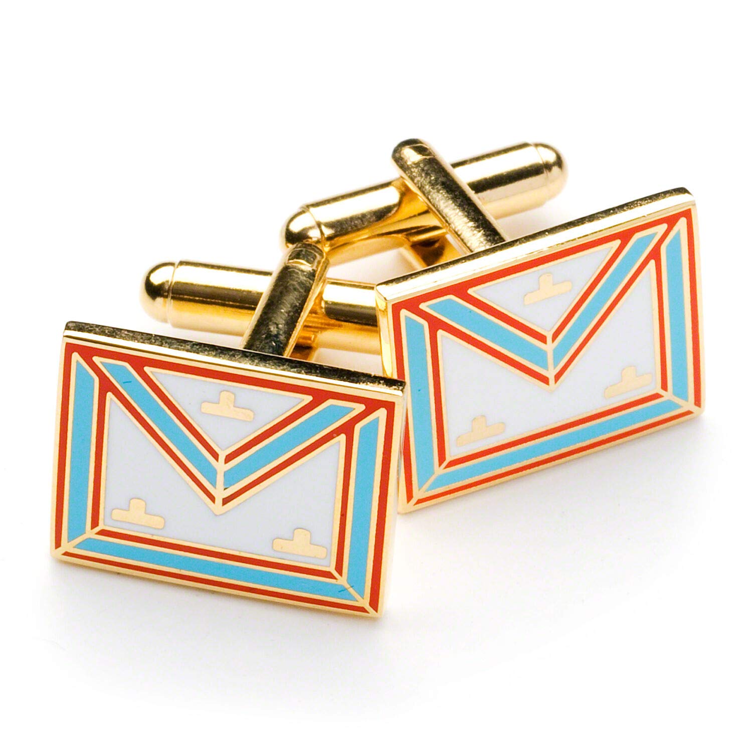 THE MASONIC COLLECTION - Mark Degree Worshipful Master Apron Cufflinks for Men - Gold Plated - Comes in Velvet Pouch/Cufflink Box - Freemason Gifts for Men