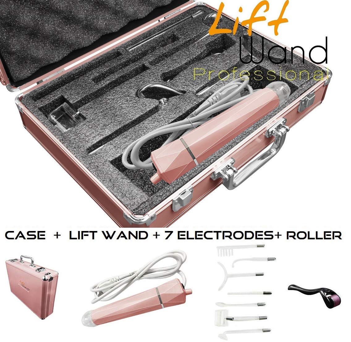 Lift Wand Professional High Frequency Machine Includes 7 Electrodes, Roller and Alumimum Case, Anti Aging Device, Diminish Wrinkles, Scars, Dark Circles, Breakthrough Device for Beauty, Anti Aging: Beauty
