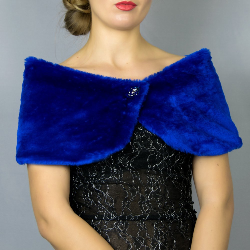 Faux fur wrap shrug stole blue bolero capelet Amazon.co.uk Handmade