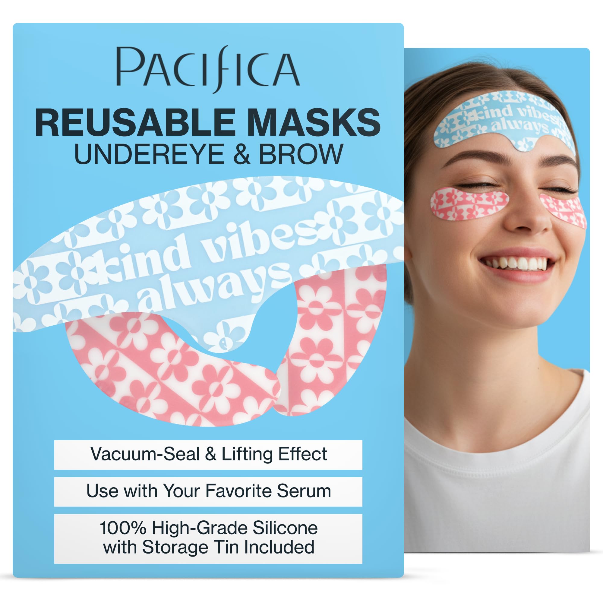 Photo 1 of **PARTIAL SET MISSING PIECES** Pacifica Reusable Mask Set – Silicone Undereye & Brow Mask Set for Forehead & Under Eye, Anti-Wrinkle, Firming, Pair with Serum, Vegan & Cruelty-Free, 3 Pieces