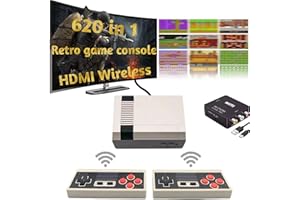 SUCRWOVK Classic Mini Retro Game Console Built in 620 Video Games,Av and HDMI Output Plug and Play Game System with Dual Wireless Controllers.
