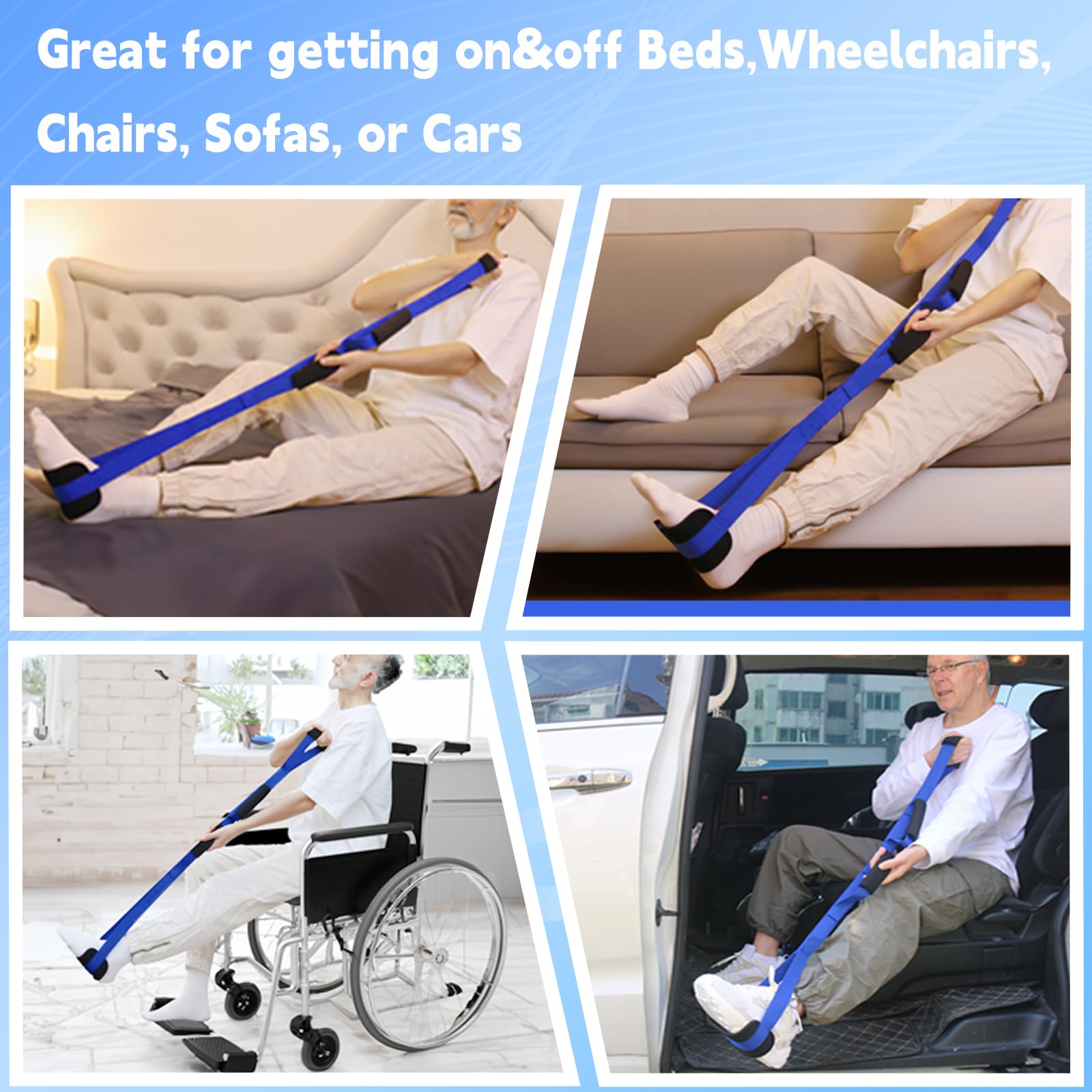 42 Inch Long Leg Lifter, Rigid Leg Lifter Strap With EVA Handgrips &Foot Loop, Leg Lifter After Hip Replacement&Knee Surgery Recovery Aids Kit,Leg Lifters Getting Legs In And Out Of Bed,Car,Wheelchair
