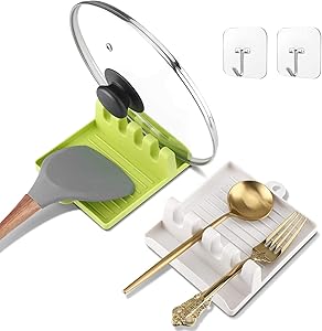 Spoon Rest For Stove Top With Drip Pad(Two Pack) - Kitchen Utensil Holder For Spoons, Food Safe Spoon Rest & Utensil Holder For Counter Top, Spoons, Ladles, Tongs