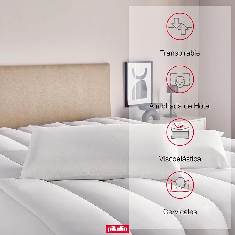 Pack 2 Almohadas Hotel Viscoelásticas 70cm Doble Funda