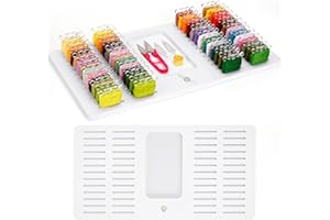 Krafetto 3mm Embroidery Floss Storage Organizer, 52-Slot Bobbin & Tools Tray with Magnetic, Embroidery Thread Organizer Holder for Cross Stitch Storage (Bobbins are Not Include)