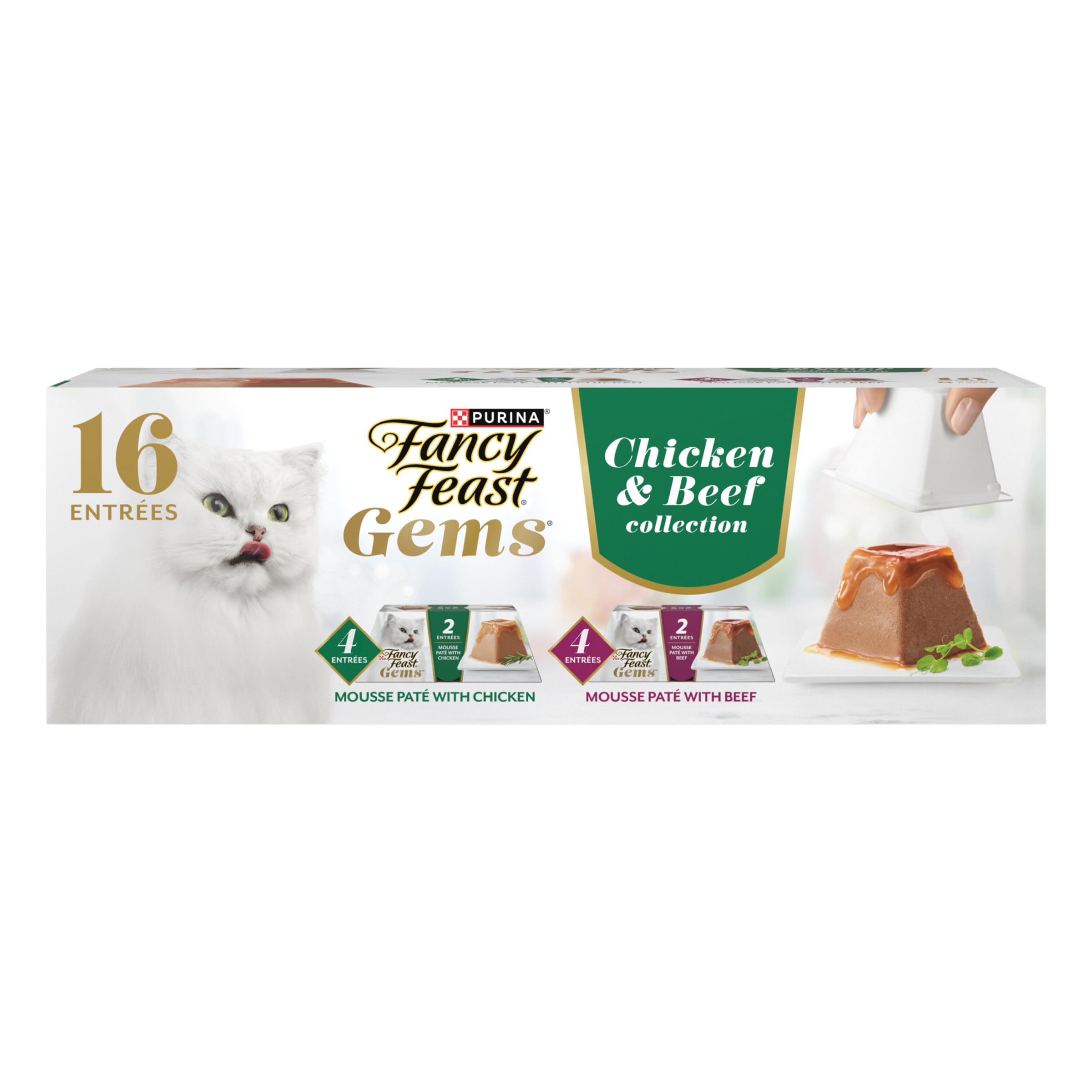 Photo 1 of (EXP:12/25) Fancy Feast Gems Pate Cat Food Mousse Chicken or Beef and a Halo of Savory Gravy Wet Cat Food Variety Pack - (1) 8 ct. Boxes - 8 ct. Box