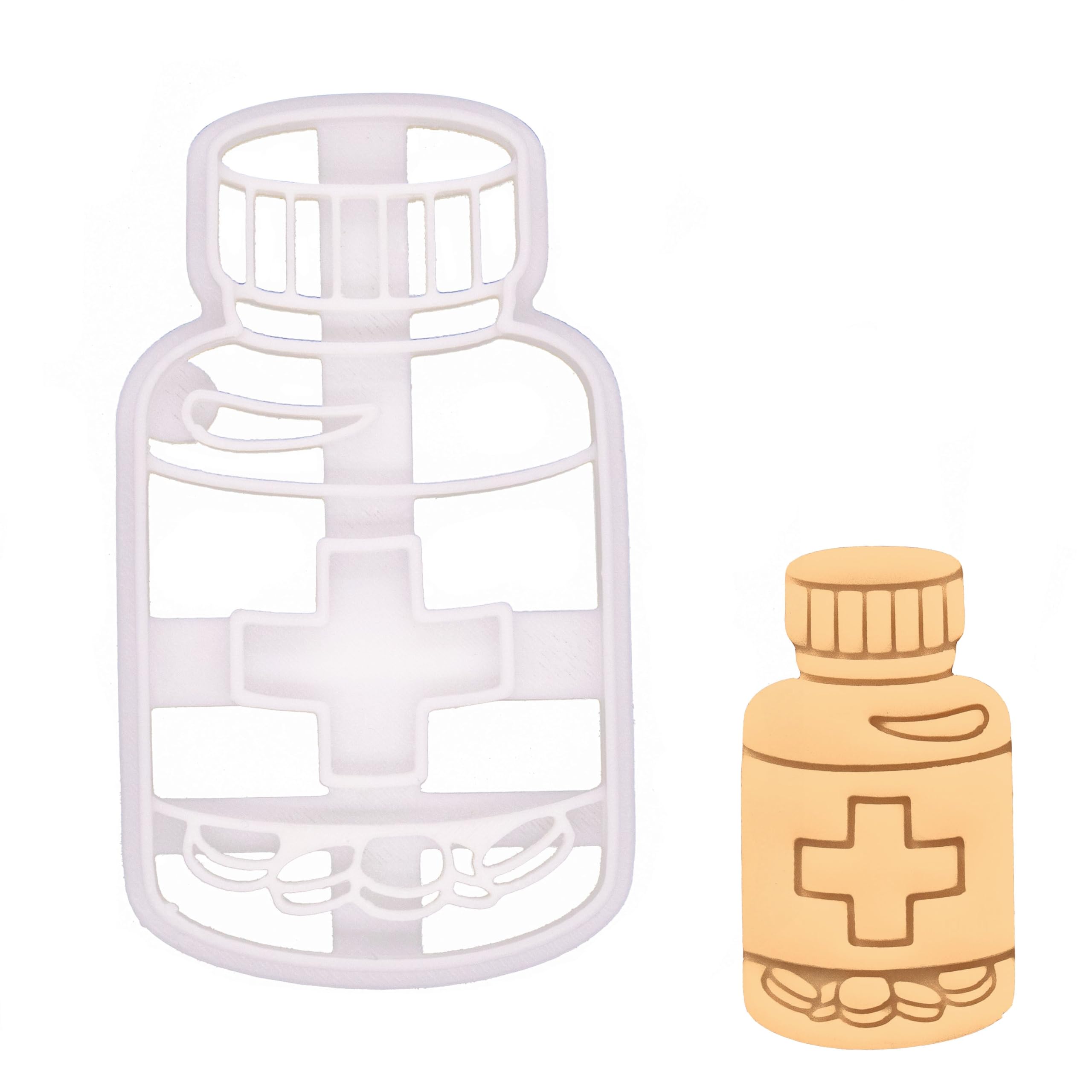 BAKERLOGY Pill Bottle Cookie Cutter - Detailed Biscuit Cutter Design for Baking and Crafts, Ideal on Fondant, Dough, Clay — image 1
