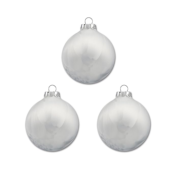 Thüringer Glas Design A803-0000-091 3 Glaskugeln 8 cm, eislack weiß