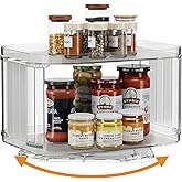 FIRJOY Lazy Susan Organizer for Cabinet, Pantry, Countertop (2 Tier 14" x 10" Clear - 1 Pack, Rectangular)