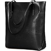 Kattee Vintage Genuine Leather Tote Shoulder Handbag for Woman with Adjustable Handles