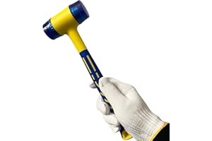 KAIHAOWIN Rubber Mallet, 40mm dia. Head Small Rubber Mallet Hammer,Double Soft Face Plastic Leather Nylon Mallet with Shock-Absorbing Fiberglass Handle for Jewelry Leather Crafts Woodworking Flooring