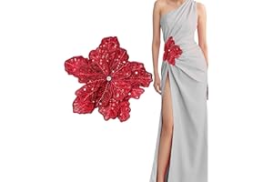 SAIXCCS 1pc Handmade Large Flower Rhinestone Applique for Clothes, Sparkly Sequin Beaded Patches for Wedding Dress, Embroidery Lace Sewing Patches for Bodice Hat Jean Jacket (Red)