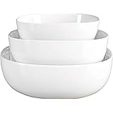 Denmark White Porcelain Chip Resistant Scratch Resistant Commercial Grade Serveware, 3 Piece Serving Bowl Set