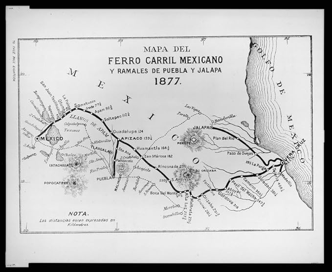 Mapa del ferro carril mexicano y ramales de Puebla y Jalapa: Amazon.es