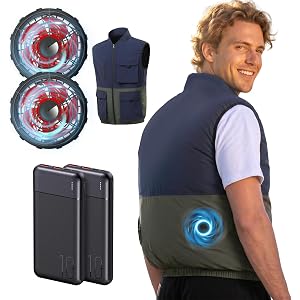 JIAE Cooling Vest with 2 pcs Battery Pack, 3 Fan Modes Air Conditioner Clothes for Construction, Outdoor Work & Activity