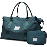 HYC00 Travel Duffel Bag with Toiletry Bag,Weekender Overnight Bag for Women,Carry-on Bag with Wet Pocket,Gym Bag,Extra Large,Peacock Blue