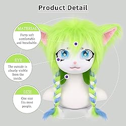 hbbhml Animal Cat Head Mask Fursuit Cute Plush