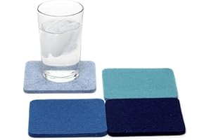 Graf Lantz - Bierfilzl Felt Coasters - Square - 100% Merino Wool - Moisture Wicking - Heat Resistant - Sustainable - Home Decor - Absorbs - Housewarming Gift - 4 Coaster Set - 4" x 4" x 5 mm - Ocean