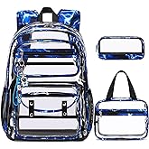 ACESAK Clear Backpack for Boys Girls - 3 Pcs Clear Heavy Duty with Lunch Bag - See Through Backpack Stadium Approved