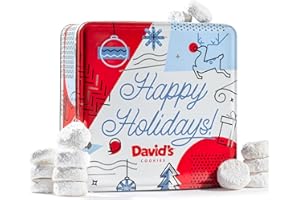 DAVID'S COOKIES David’s Cookies Winter Wonderland Butter Pecan Meltaway Cookies Tin - Delicious Butter Cookies with Crunchy Pecans - Soft & Melt In Your Mouth Flavorful Cookies, Gourmet Holiday Food Gift Basket 2Lbs