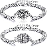 St Michael Bracelet for Men Adjustable Oval Saint Michael Bracelet Religious Protection Jewelry Amulet Gift for Men Women with 7.5+2 Inch Stainless Steel Chain